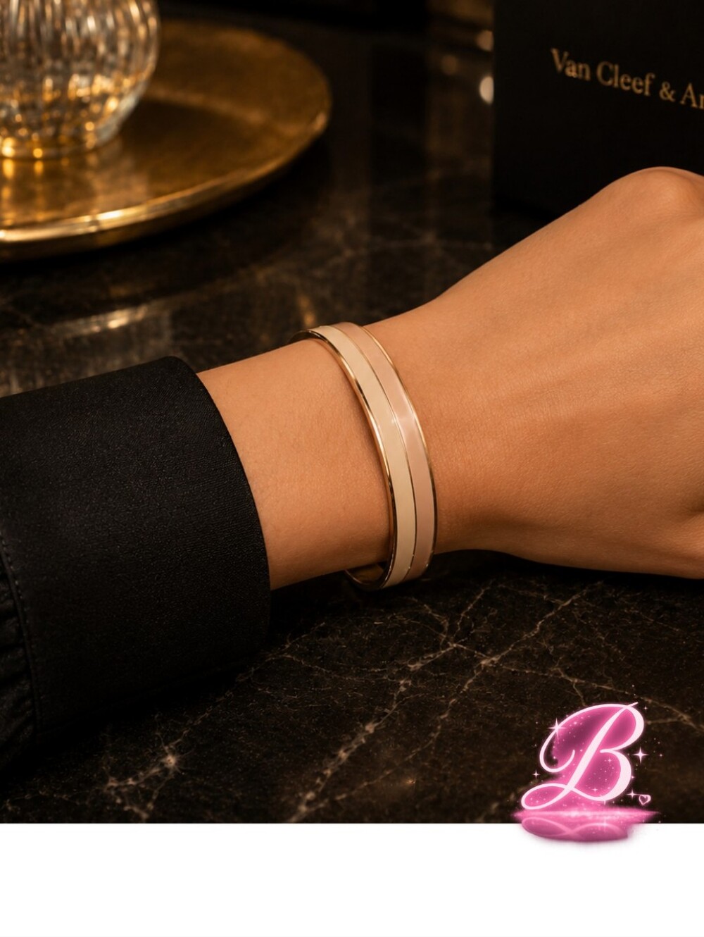 Zoetik Colorblock Brown and Beige Enamel Bangle Bracelet NWT